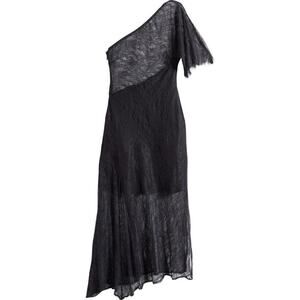 ASOS Design Dress One Shoulder Sheer Lace Asymmetrical Midi Evening Black NWOT 4